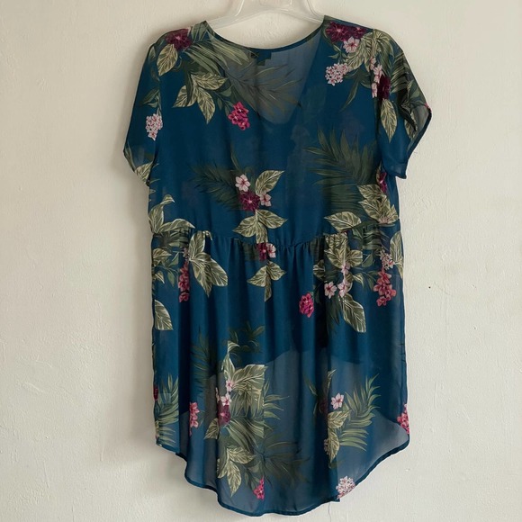 Torrid Size 1 Tropical Teal Hi Lox Blouse - Picture 9 of 12